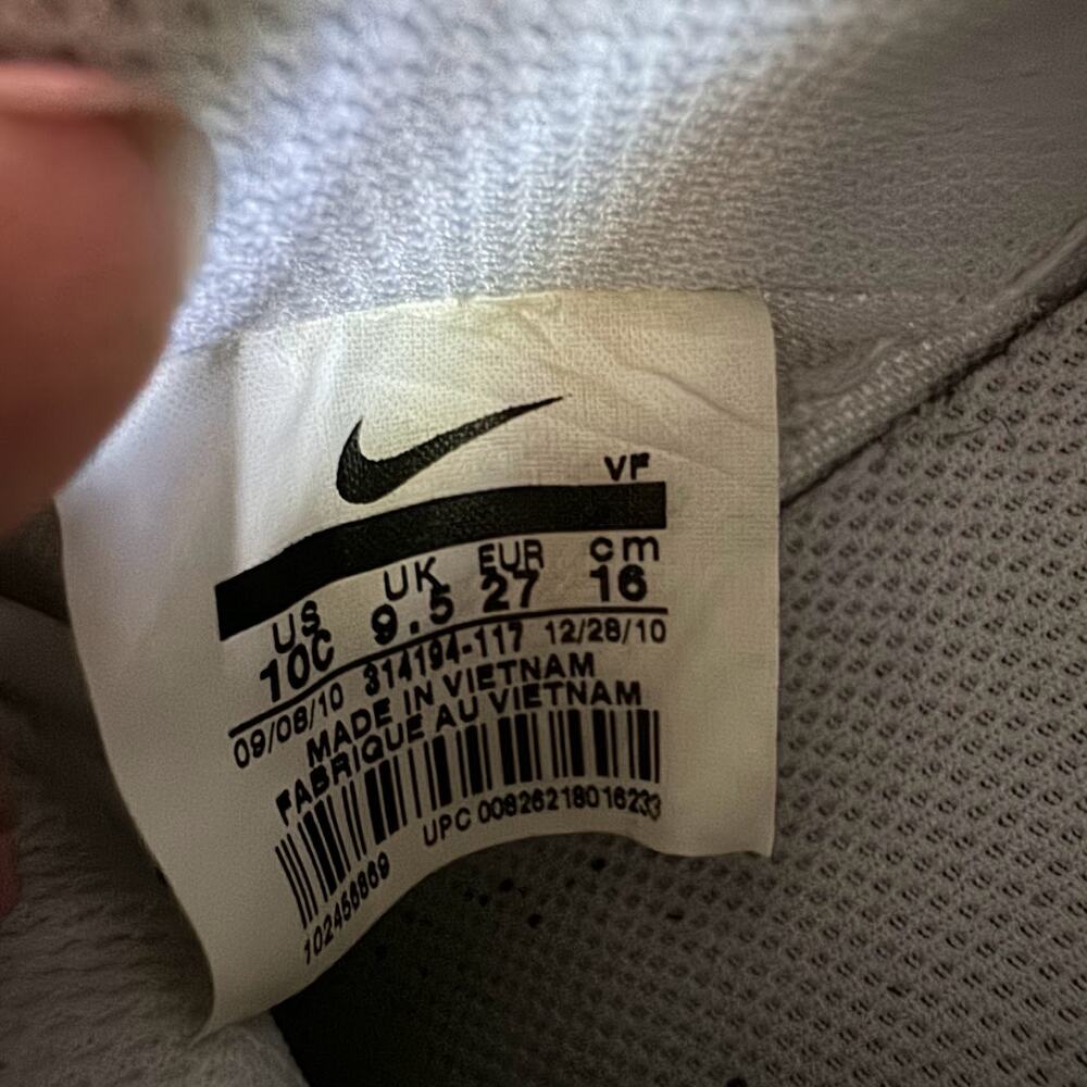 Nike Air Force AF-1 Low Kids 10C Athletic Shoe White Lace Up Sneaker 314193-117 - Picture 7 of 7